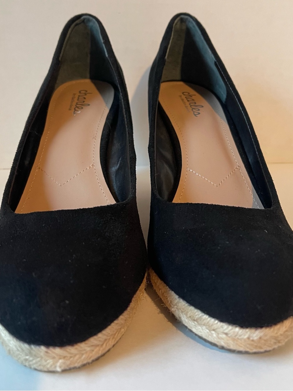 Charles By Charles David Black Suede‎ Espadrille Wedge - Picture 2 of 9